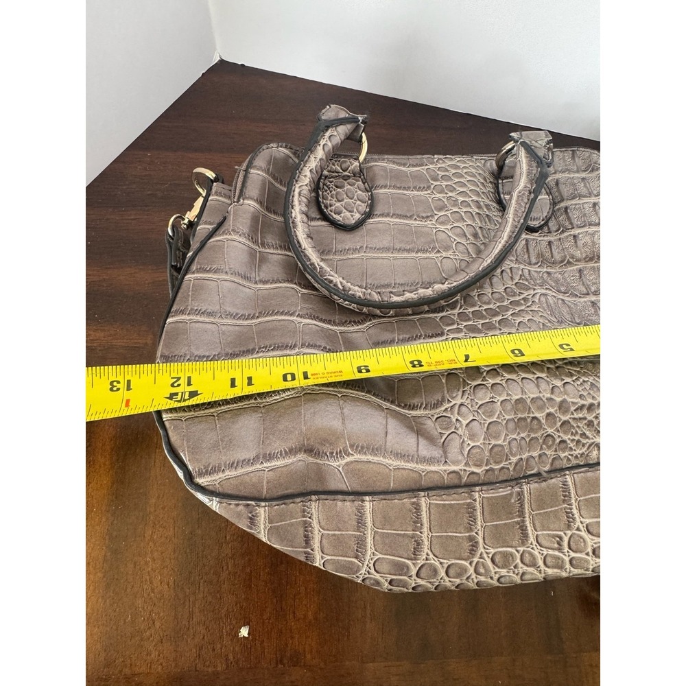 Bueno Faux Croc Embossed Satchel Handbag Brown With Crossbody‎ Strap - Picture 7 of 7